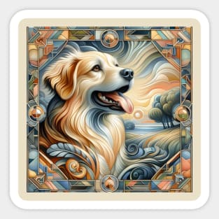 Art deco Golden Retriever Sticker